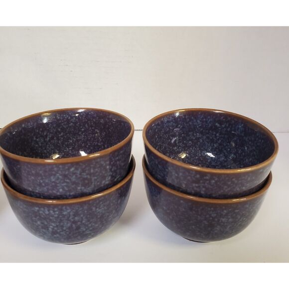 Teavana Stoneware Blue Glaze Tea Pot with Wicker Handle and 4 Cups - Picture 5 of 6